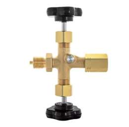 Двухвентильный игольчатый клапан из латуни с тестовым портом